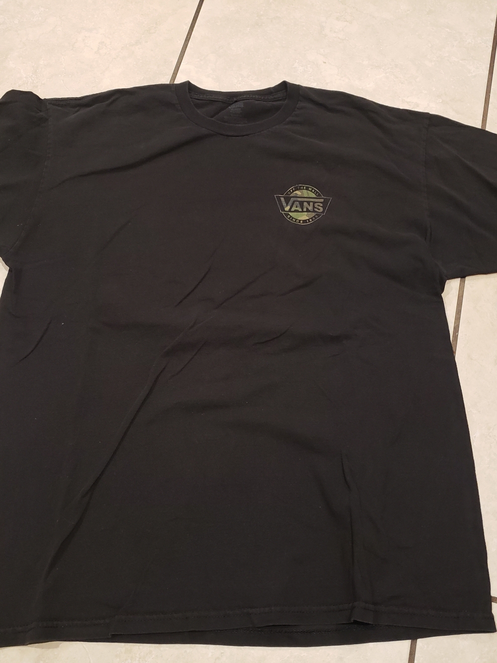 Vans Black Short Sleeve Tee with Small Green Logo